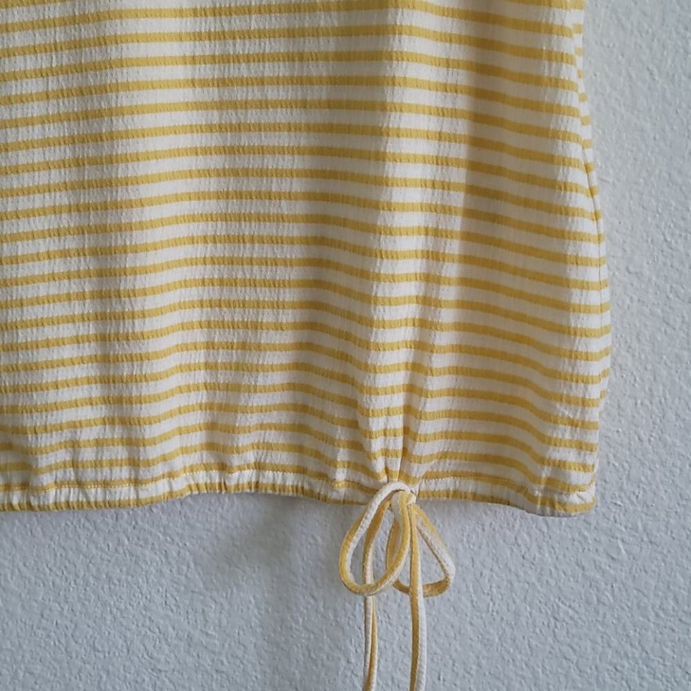 MAX STUDIO Tank Top Striped Sleeveless Loose Fit Flowy Size Small Yellow & White - Picture 2 of 6
